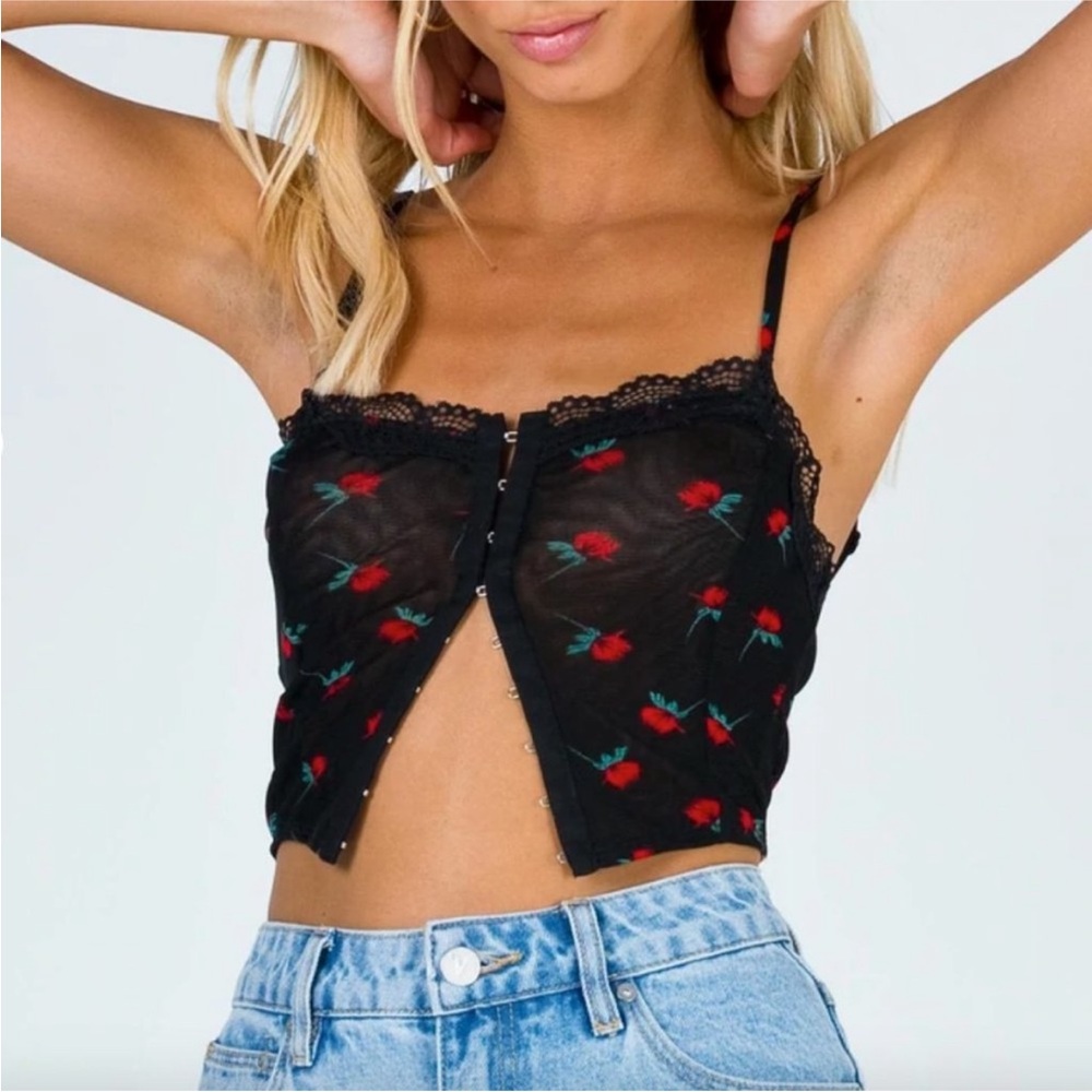 Princess Polly Black and Red Cut Out Camisole